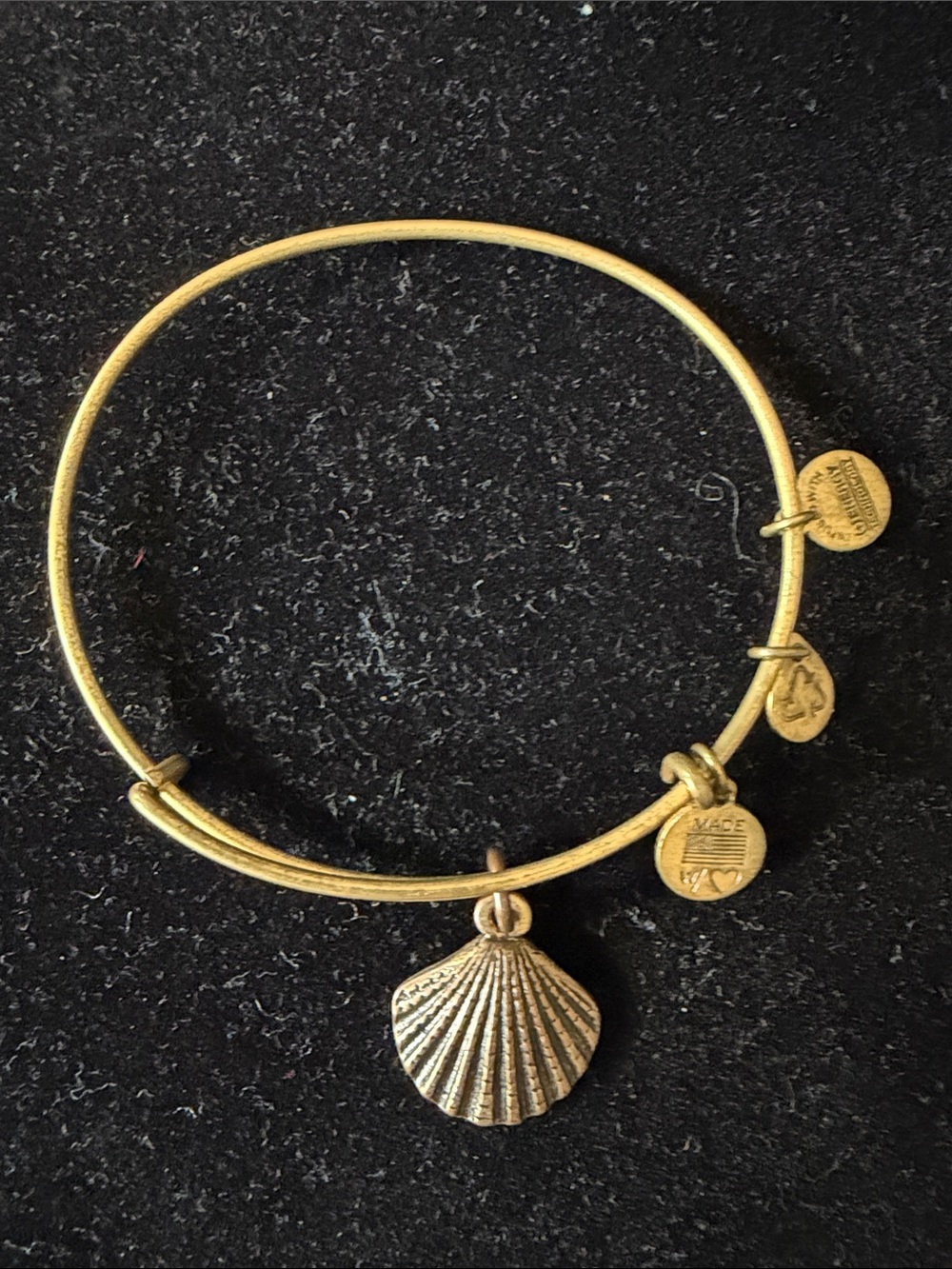 Alex and Ani Gold Shell Charm Bangle Bracelet